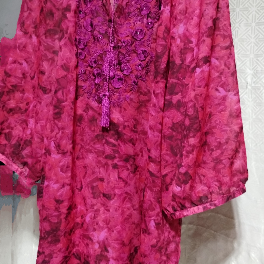 Catherines Sheer Pink Patterned Gypsy Tunic